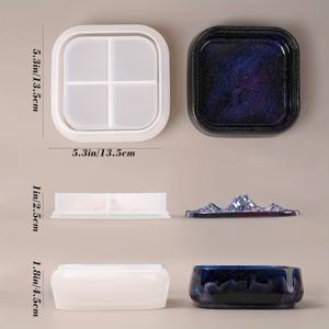 TEMU 뚜껑 포함 3단 레진 용기 몰드, 에폭시 레진 캐스팅용 레진 용기 몰드, 보석, 추가 물품 및 공예품 보관용 대형 실리콘 몰드