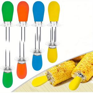 TEMU 스테인리스 스틸 옥수수 거치대 - 4/8개, 쉬운 바비큐 & 홈 쿠킹을 위한 인터락킹 디자인, 옥수수 거치대, 스테인리스 스틸, 바비큐, 꼬치