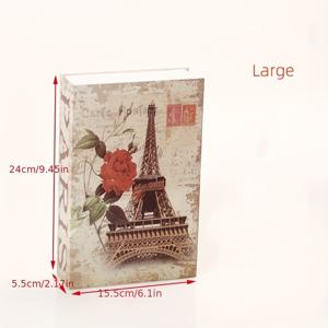 TEMU 에펠탑 프린트가 특징인 창의적인 시뮬레이션 책 안전 보관함입니다. 이 금고는 돈, 보석, 여권 및 개인 물품 보관용으로 설계되었습니다. 열쇠가 포함되어 있으며 책상, 서랍 또는 책장에 놓을 수 있습니다.