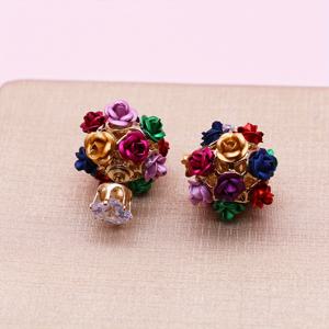 TEMU 카니발 1쌍 심플하고 패셔너블한 양면 합금 폼폼 귀걸이 (앞뒤 착용 가능)