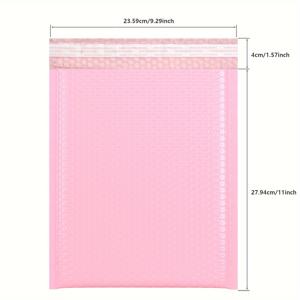 TEMU 9.29*11''+1.57'' 핑크 버블 메일러 100개입, 포장 및 배송용 두꺼운 배송 봉투, 패딩 랩 파우치가 있는 택배 플라스틱 패키지