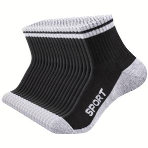 TEMU YUEDGE 남성용 미드컷 크루 삭스 20켤레 세트, 운동 및 캐주얼 웨어에 적합, 통기성 좋은 블랙 앤 화이트 반바지 삭스 (모든 계절용)