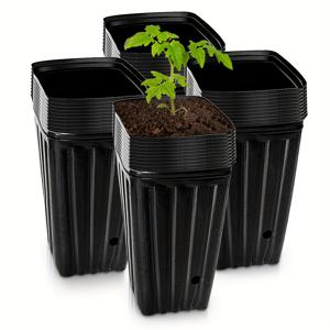 TEMU 씨앗 모종용, 원예용, 모종 나무 튜브, 실내 식물용 높은 화분 추가에 적합한 검은색 플라스틱 화분 40개 세트
