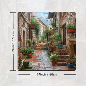 TEMU 고대 이탈리아 골목 풍경 미끄럼 방지 세탁기 & 건조기 매트 - 20x24/24x24인치, 폴리에스테르 먼지 커버, 세탁기 가전 및 홈 & 욕실 장식