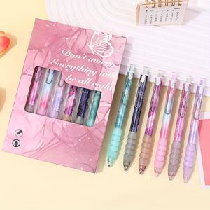 TEMU 6개 젤 펜 나비 선물 상자 스타일 포인트 0.5mm 검정 잉크 작업용 펜, 남성 여성용 슈퍼 소프트 그립 볼펜, 개폐식 사무용 펜, 어머니날 & 졸업 시즌 & 독립기념일
