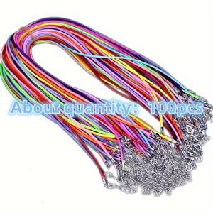 TEMU 100개입, 3가지 색상으로 제공, 45cm 조절 가능한 블랙 가죽 코드 및 왁스 코드, 수제 목걸이 펜던트 및 로브스터 걸쇠 주얼리 체인 제작에 적합