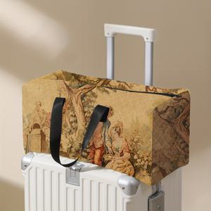 TEMU 1pc 대용량 여행용 토트 백, 레트로 유화 패턴 프린트 세련된 크로스바디 백, 신발 컴파트먼트가 있는 토트 백, 휴대용 1박 2일 여행 가방, 헬스장, 요가에 적합