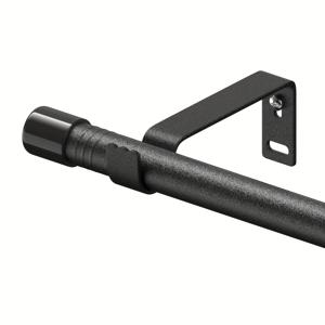 TEMU 창문용 소형 커튼봉 세트 - 5/8인치 금속 폴이 있는 현대적이고 간편한 디자인 - 견고한 드레이퍼리 봉 브래킷 포함 - 블랙 색상