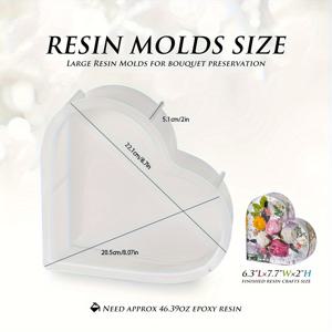 TEMU 대형 실리콘 육각형 몰드, 레진 캐스팅 하트형 실리콘 몰드, 꽃 보존용 에폭시 레진 몰드, 부케 DIY 레진 공예, 발렌타인데이 웨딩 선물
