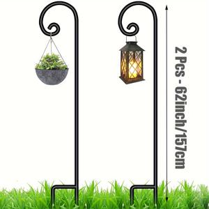 TEMU 2개 세트 헤비듀티 셰퍼드 훅 새 먹이통 걸이대 - 튼튼한 철제 정원 후크, 넓은 안정성 베이스로 조류 사료통, 화분, 플라워 팟용 - 야외 마당, 파티오, 정원 장식 - 쉬운 설치 & 내후성 - 이상적인 가드닝 선물, 파티오 데코, 내구성 있는 구조, 홈 가드너를 위한