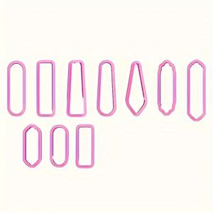 TEMU 10개 폴리머 클레이 커터 세트 - 다양한 펜던트, 귀걸이 및 헤어 클립 제작을 위한 독특한 불규칙한 모양의 튼튼한 핑크 플라스틱 몰드, 폴리머 클레이 커터 및 몰드