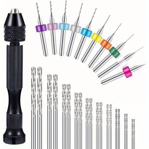 TEMU 31개 핸드 드릴 비트 세트 ( 드릴 비트 20개, 로터리 공구 10개 포함), 레진 폴리머, 나무 공예, 주얼리 제작, 조각용