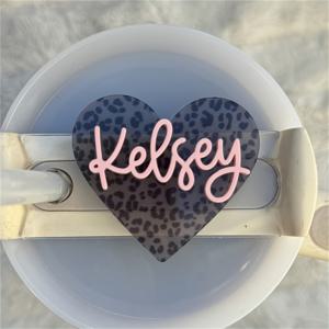 TEMU 1개 하트, Quencher H2.0 텀블러 (40Oz, 20Oz, 30Oz 사이즈)용 맞춤 Stan 이름표 플레이트, 개인 맞춤 Stan 추가, 다양한 색상으로 제공, 아크릴(PMMA) 재질, 여행, 캠핑 및 축제를 위한 이상적인 선물