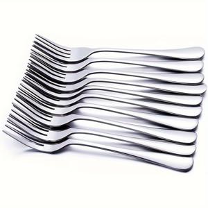 TEMU 10개 식당용 포크 (8.1인치) 스테인리스 스틸 포크, 식당용 포크, 샐러드 포크, 메인 식당용 포크, 거울 광택, 레스토랑, 주방, 식기세척기 사용 가능, 안전하고 쉽게 청소 가능