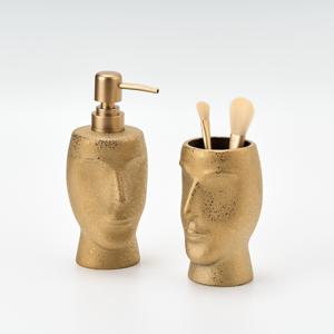 TEMU 골든 욕실 액세서리 세트 2 - 세라믹 비누 디스펜서 욕실 세트 및 칫솔 홀더 - 메이크업 브러쉬 홀더가 있는 액체 비누 디스펜서, 골든 비누 펌프 - 모던 욕실 비누 디스펜서 세트, 할로윈 선물, 할로윈 장식