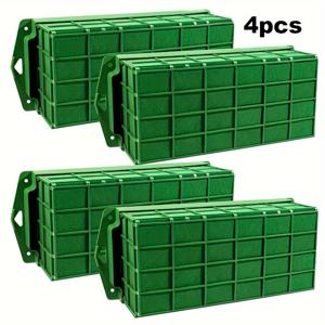 TEMU 4개 세트 꽃 클레이 플라워 아레인저 세트 - 직사각형 폼 케이지 포함, 내구성 있는 합성 수지 프레임, 벽 & 테이블탑 디스플레이용, DIY 꽃꽂이, 웨딩 또는 오피스 장식용