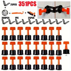 TEMU 351개 바닥 타일 수평 시스템 클립, 세라믹 스페이서, 도자기 수평기 키트 (타일 시공 및 건축 벽면 고정용)