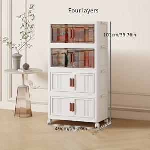 TEMU 49cm 전면 길이 접이식 수납장 캐비닛, 바퀴 포함, 주방 수납장, 거실 수납장, 침대 옆 수납장, 책장