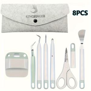 TEMU 8-피스 비닐 제초 공예 도구 세트, 플라스틱 소재, 가위, 족집게, 후크, 스크레이퍼, 주걱, 제초 펜이 포함된 DIY 공예 키트, 스크랩북, 실루엣 및 카드 스톡용, 보관 파우치 포함