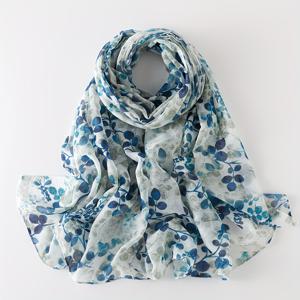 TEMU 1개 블루 & 화이트 발리 시폰 스카프, 패션 쉬어 스카프, 셔츠 액세서리 숄 스카프