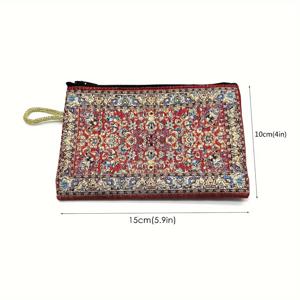 TEMU 시크한 자수 여성용 동전 지갑 - 나일론, 패셔너블 카드 & 신분증 정리함 지퍼 포함, 동전 지갑, 카드 & 신분증 정리함