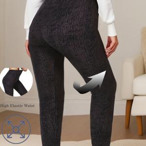 TEMU 플러스 사이즈 여성용 Y핏 레깅스 소프트 타이츠 의상 나인 포인트 팬츠 대마 도트 컬러 고탄력 웨이스트업 바지