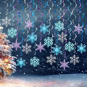 TEMU 40개/16개 겨울 혼합 컬러 눈송이 스파이럴 매달이 장식, 은색 보라색 파란색 초록색 눈송이 매달이 스와일 펜던트, 겨울 원더랜드, 겨울왕국, 휴일 새해 파티 장식, 파티 데코, 새해, 설날, 발렌타인데이, 라마단, 부활절