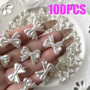TEMU 100개 아크릴 보우 비즈 19mm x 15mm - 진주광택 DIY 액세서리 제작 공예용품, 크림화이트 스페이서, 목걸이 팔찌 귀걸이 만들기, 주얼리 제작용 비즈, 광택 표면