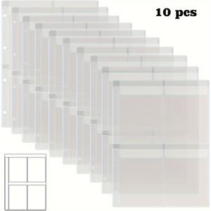 TEMU 나무 포켓이 있는 10장의 바인더 포켓 인서트, A4 사이즈 4홀 바인더 폴더 다이 및 스탬프 보관용, 방수 PVC 투명 가방 보호자 컷 다이 템플릿 앨범 스탬프 공예 보관용, PP 소재