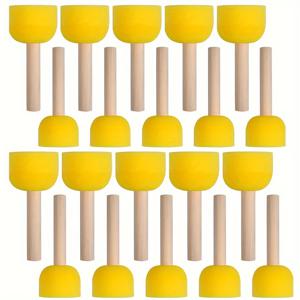 TEMU 나무 손잡이가 달린 일회용 원형 스펀지 브러쉬 20개 세트. 미술 및 공예, 페인팅 프로젝트에 적합합니다.