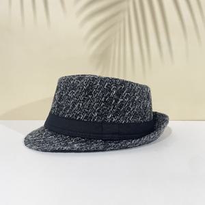 TEMU 남성 및 여성용 클래식 원사 염색 폴리에스터 페도라 모자, 드라이클리닝만 가능, 튼튼한 모자 지지대가 있는 가벼운 비탄력 페도라, 깃털 없음 - 가을 및 겨울 컬렉션