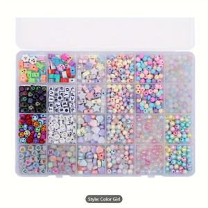TEMU 주얼리 제작 키트용 600개 멀티 컬러 베이킹 페인트 무광 스타 및 하트 비즈 박스