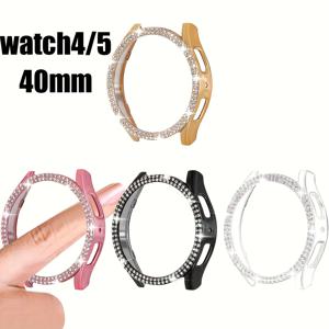 TEMU 스파클링 시계 케이스 4개 세트, 삼성 시리즈 4/5/6/7, 40mm 및 44mm 호환, 인조 이중열 인레이, 충격 방지, 하드 PC 홀아웃 케이스, 스타일리시하고 우아한 여성용 시계 케이스, 편안하고 착용이 간편하며 섬세한 터치감, 4가지 색상 조합 세트로 구성됨