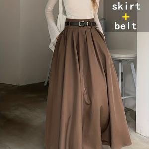 TEMU 세련되고 우아한 플리츠 스커트, 플로잉 디자인으로 사무실룩에 완벽하며 봄, 여름에 적합합니다.