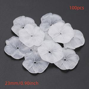 TEMU 23mm 연꽃 잎 모양의 프로스트 화이트 아크릴 비즈 100개입, 팔찌, 목걸이, 귀걸이 및 패셔너블한 공예 재료 제작용