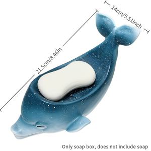 TEMU 1개 돌고래 비누 받침, 독특하고 창의적, 별이 빛나는 하늘 돌고래, 배수구 비누 홀더, 가정용 세라믹 비누 받침, 물 모음 방지, 돌고래의 입으로 배수