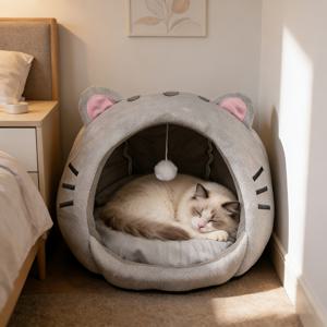 TEMU 고양이 침대, 실내용 고양이 침대, 고양이 동굴, 실내용 고양이 동굴, 고양이 침대 동굴, 대형 고양이 침대, 부드러운 쿠션이 있는 아늑한 후드 고양이 침대, 탈착식 세탁 가능 고양이 침대, 보온 기능