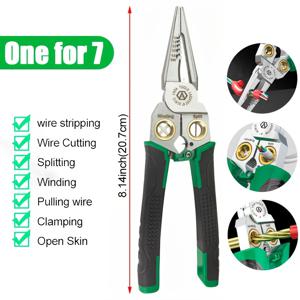 TEMU LAOA 와이어 스트리핑 플라이어, 다기능 와이어 스트리퍼, 바늘머리 플라이어, 7-in-1 와이어 스트리퍼, 전기 기술자 전용 도구, 와이어 스트리핑, 와이어 절단, 압착, 와이어 분리, 감기 및 집게질에 사용 가능