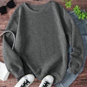 TEMU 여성 솔리드 컬러 스웨트셔츠 여성 가을/겨울 벨벳 두꺼운 풀오버 긴팔 캐주얼 스포츠 탑