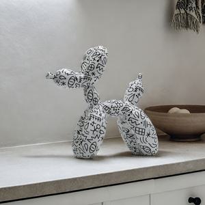 TEMU 세련된 풍선개 사진조각 - 추상 수지 아트 피규어, 홈 & 오피스 장식용으로 완벽한 책꽂이, 커피테이블, 데스크 디스플레이에 적합. 동물 조형품, 방 꾸미기, 거실 탁상용 (크리스마스/할로윈 장식), 가을 인테리어를 위한 수집가 피규어