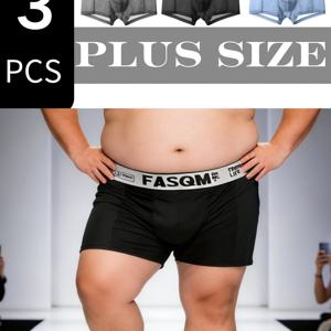 TEMU 남성용 플러스 사이즈 아이시 참 쿨 소프트 컴피 보クサー 브리프 3개 세트, 통기성 좋은 메쉬 패치 편안하고 신축성 있는 트렁크스, 남성용 캐주얼 단색 속옷 그린 스카이 블루 블랙 딥 그레이 대비 색상 레터 프린트 허리 밴드, 플러스 사이즈