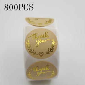 TEMU 800/1600개 포일 스탬프 크래프트 종이 라운드 감사 스티커 - 봉투 밀봉 라벨, 선물 포장 , 생일 파티 스크랩북 스테셔너리 스티커