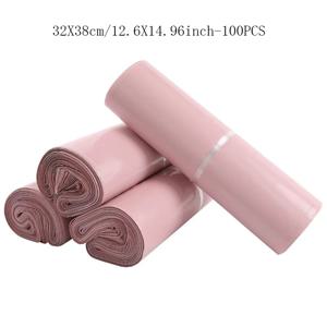 TEMU 100개 12.6x14.96인치 PE 핑크 배송백, 핑크 폴리에틸렌 플라스틱 운송백, 의류 및 신발 포장백