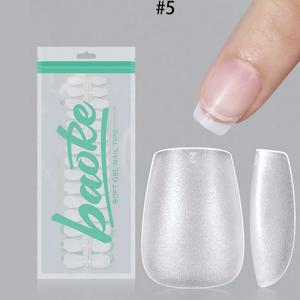 TEMU 보케 네일 팁 240개 업그레이드 매트 소프트 젤 풀 커버 네일 팁 파일 없음, 사전 형태의 클리어 아크릴 젤리 네일 팁 DIY 프레스 온 네일에 적합