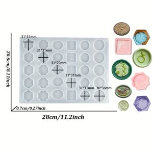 TEMU 30구멍 실리콘 왁스 실 매트, 왁스 실 스탬프, 왁스 실 몰드, DIY 공예용 접착 왁스 실 스티커 키트