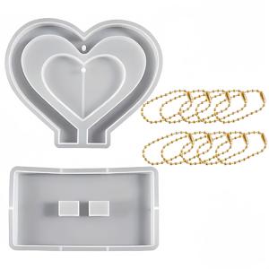 TEMU 10# 하트 모양 사진 프레임 몰드 + 10개의 체인, DIY 에폭시 수지 주조 몰드, 창의적인 홈 데코 및 선물 공예용 - DIY 홈 장식, 보석 만들기, 창의적인 결혼 기념일 데이 선물용 하트 모양 레진 몰드 키트, 독특한 레진 몰드