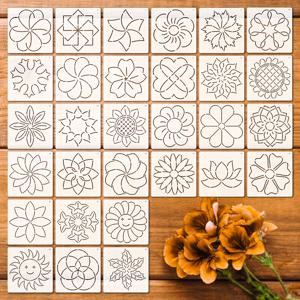 TEMU 30개의 꽃 스테인츠가 포함된 사시코 자수 스테인츠 세트, DIY 아트 프로젝트용으로 재사용할 수 있는 5인치 퀼팅 템플릿, 캔버스, 직물, 매트, 벽화, 나무 신호, 홈 데코 크래프트를 위한 플라스틱 디자인의 해바라기와 연꽃이 특징입니다.