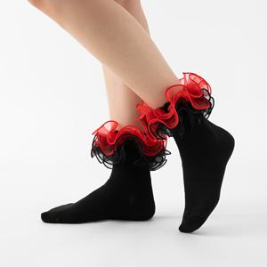 TEMU 레이스 장식 컬러 스타킹