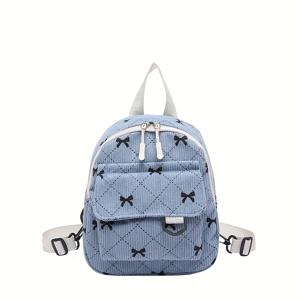 TEMU 여성용 코듀로이 백팩 패션 트렌드 귀여운 미니 책가방 리본 장식 가방 미니 배낭, 폴리에스터 소재, 지퍼 잠금, 가족과 친구 간의 좋은 선물, 일상용 가방으로 적합