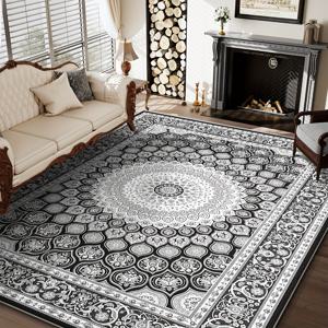 TEMU 벨벳/850g/㎡ 프린트 플로랄 카페 장식 다이닝룸 게임룸 레트로 오리엔탈 스타일 매트, 집에 차원을 더하고 따뜻함을 주는 울트라 소프트 벨벳 지역 매트 - 대형 그라데이션 디자인, 미끄럼 방지 및 세탁기 사용 가능, 거실·침실·사무실용 빈티지 스타일 홈 데코 매트 - 다양한 사이즈 제공